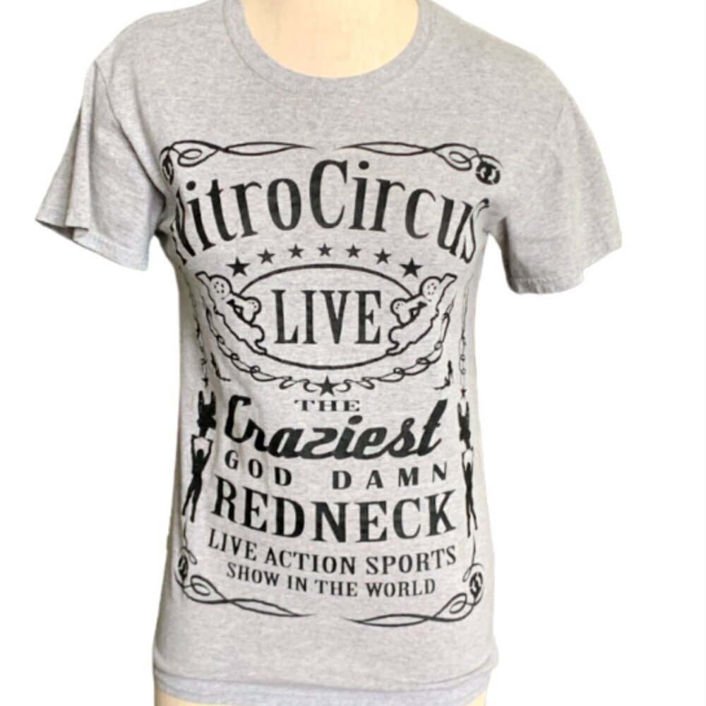 Nitro Circus Live Graphic Tee Womens Sz S Gray Short Sleeve Crew Neck #101E